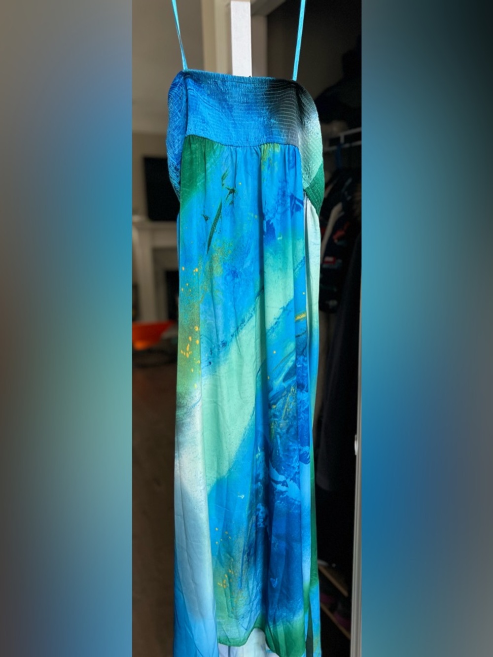 Lane Bryant Blue Teal Abstract Maxi Dress